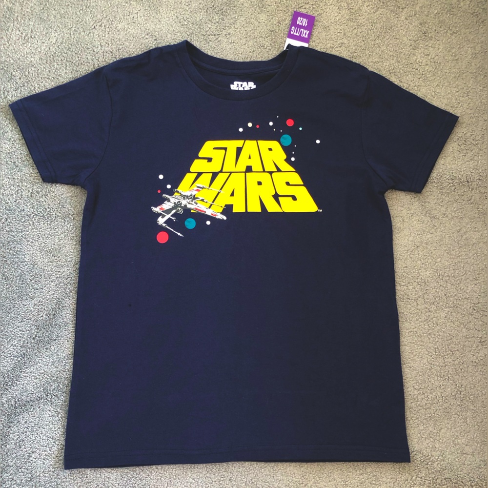 New NWT Star Wars navy blue tshirt youth XXL 18-20 mens XS